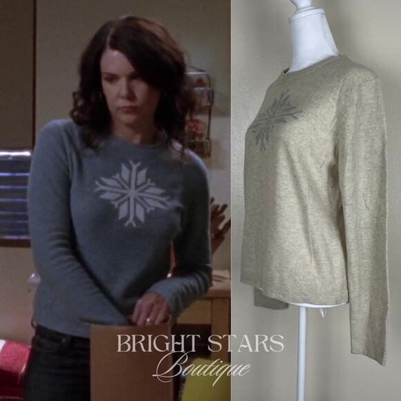 Rare Snowflake Wool Blend Sweater Alt ASO Lorelai Gilmore Girls Cream Silver - Picture 2 of 10